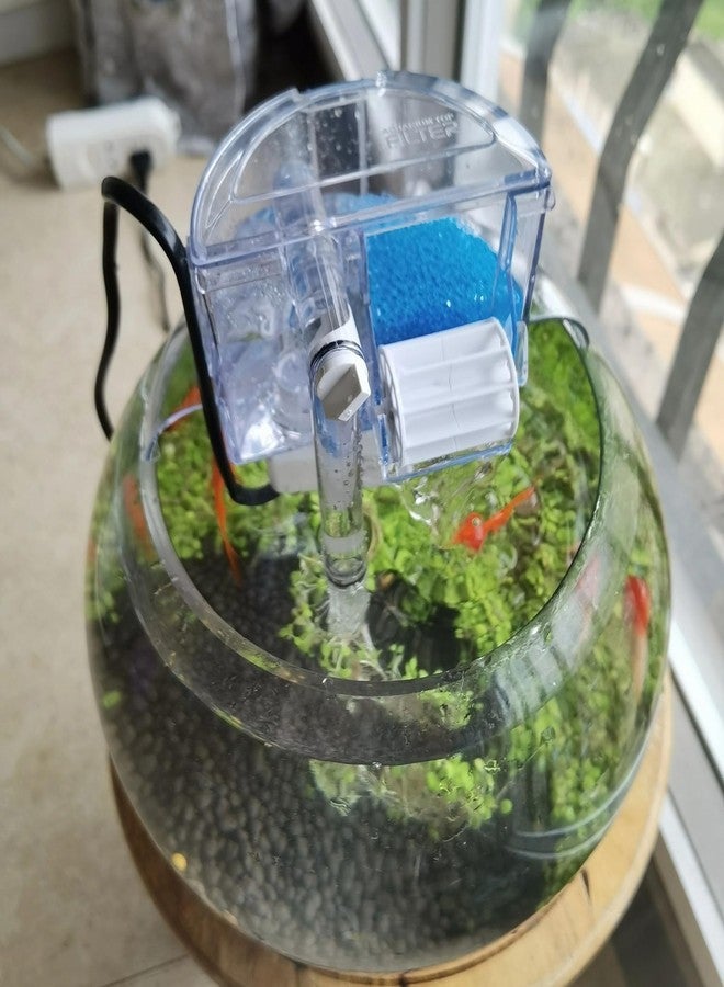 HIERYAN Circular Fish Tank Filter, Aquarium Hang on Filter, Small Fish Tank with Biochemical Sponge, Suitable for a Circular Tank with a Diameter of 3.54″ - 5.35″ - Image 4
